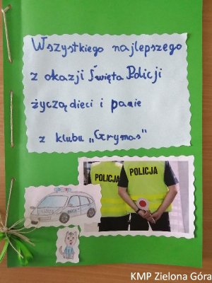 Zdjęcie laurki zrobionej przez dzieci dla policjantów