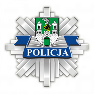 herb miasta z znaczkiem policji